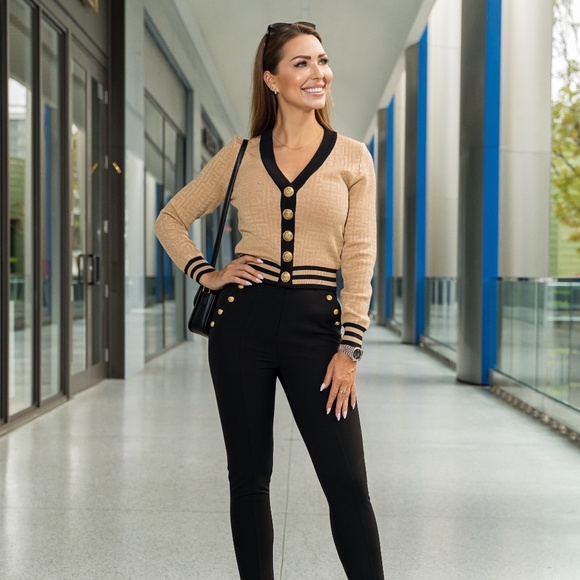 NEW!!! Contrast-Trim Cardigan – Beige Knit - Picture 8 of 8